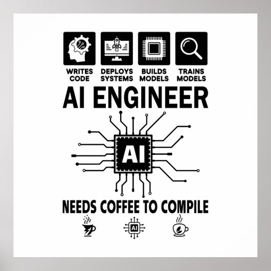 Grappige AI Ingenieur Codeur Programmeur Ontwikkel Poster (Voorkant)