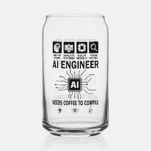 Grappige AI-ingenieur Geliefde heeft koffie nodig Blikvorm Glas