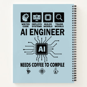 Grappige AI-ingenieur Geliefde heeft koffie nodig Notitieboek