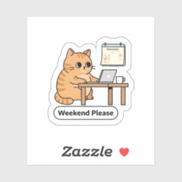 Grappige AI kat meme – “Wacht even, ik vraag het m Sticker