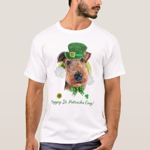 Grappige Airedale Terrier Gouden St. Patricks Dag T-shirt