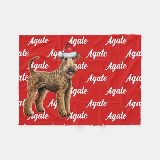 Grappige Airedale Terrier Naam Patroon Kerstmis Fleece Deken (Voorkant (Horizontaal))