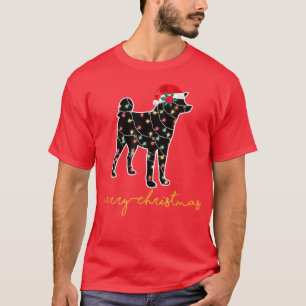Grappige Akita-hond Kerstboom Lichtjes Xmas Pyjama T-shirt