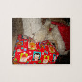 grappige akita met santa hat leuke kersthond legpuzzel (Horizontaal)