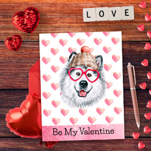 Grappige Alaskaanse valentijnshond voor valentijns Feestdagenkaart