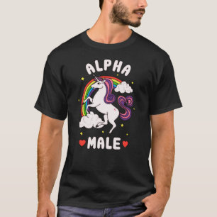 Grappige Alfa Mannelijke Eenhoorn Regenboog grappi T-shirt