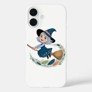 Grappige Alicia Witch op Broomstick iPhone 16 Hoesje