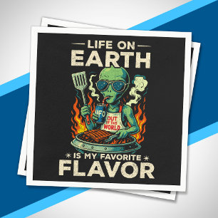 Grappige Alien BBQ Illustratie Retro Science-Ficti Servet