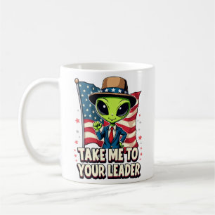 Grappige Alien Breng me naar je leider USA Patriot Koffiemok