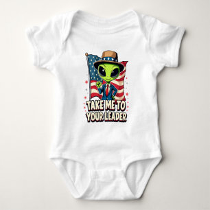 Grappige Alien Breng me naar je leider USA Patriot Romper