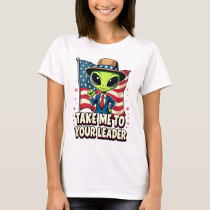 Grappige Alien Breng me naar je leider USA Patriot T-shirt