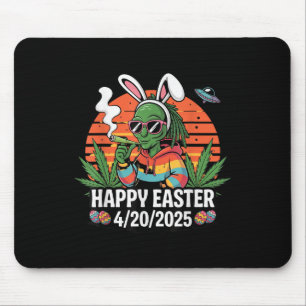 Grappige Alien Bunny Pasen 2025 Stoner Holiday Vib Muismat