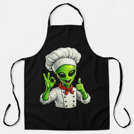 Grappige Alien Chef Design Cute Ruimte Kok Met Che Schort