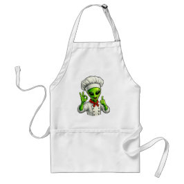 Grappige Alien Chef Design Cute Ruimte Kok Met Che Standaard Schort