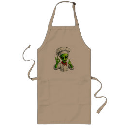 Grappige Alien Chef Ontwerp Cute Ruimte Kok Met Ch Lang Schort
