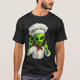 Grappige Alien Chef Ontwerp Cute Ruimte Kok Met Ch T-shirt