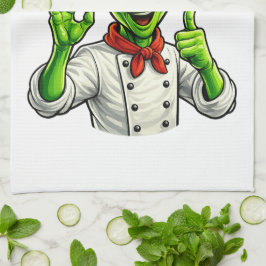 Grappige Alien Chef Ontwerp Cute Ruimte Kok Met Ch Theedoek