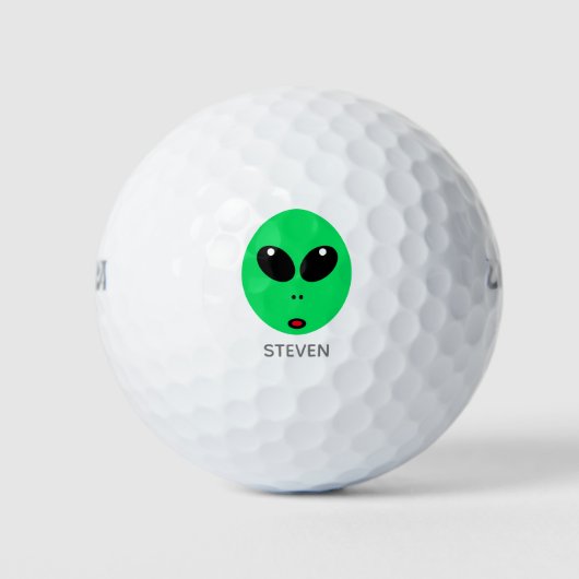 Grappige Alien Face Cartoon gepersonaliseerd Golfballen (Voorkant)