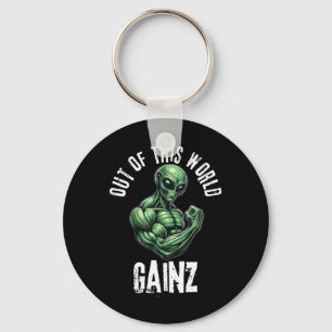 Grappige Alien Gewichtheffen Workout Gym Training Sleutelhanger