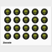Grappige Alien Halftone Aangepaste Tekst Ronde Sticker (Vel)