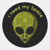 Grappige Alien Halftone Aangepaste Tekst Ronde Sticker (Voorkant)