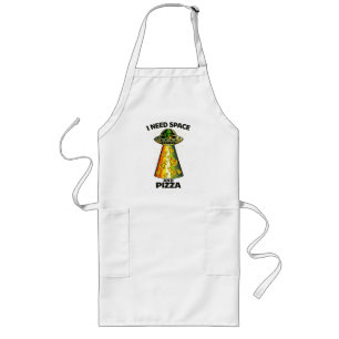 Grappige Alien Hoofd Eet Pizza UFO Buitenaards Wez Lang Schort