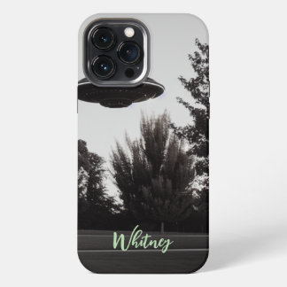 Grappige Alien Invasie Retro ufo Sci Fi film Naam iPhone 13 Pro Max Hoesje