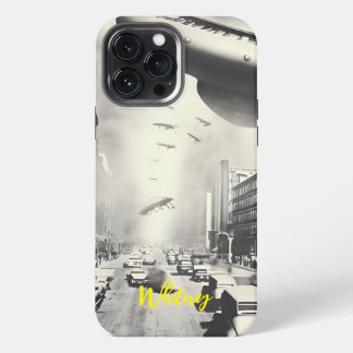 Grappige Alien Invasie Rtero Sci Fi film Naam iPhone 13 Pro Max Hoesje