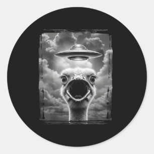 Grappige Alien Kalkoen Ufo Selfie Thanksgiving Mem Ronde Sticker