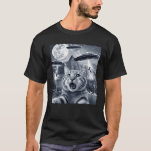 Grappige Alien Kat Selfie met UFO's Cadeau Idee Ma T-shirt