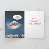 Grappige Alien kerst UFO Santa Rudolph Feestdagen Kaart (Binnen)