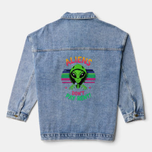 Grappige Alien Meme "Aliens betalen geen huur" Denim Jacket
