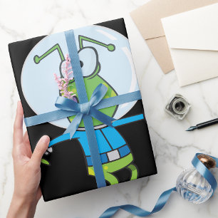 Grappige alien met Ray Pistool Sci-Fi Space Invade Cadeaupapier