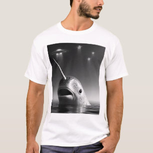 Grappige Alien Narwhal UFO Racoon Selfie met UFO's T-shirt