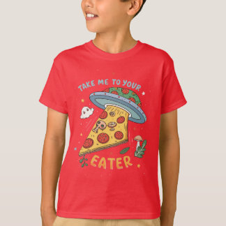 Grappige Alien Pizza ontvoering - Breng me naar je T-shirt