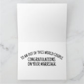 GRAPPIGE ALIEN SCI-FI BRUILOFT GEFELICITEERD KAART (Binnen)