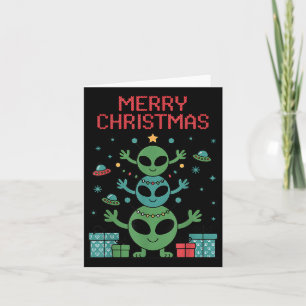 Grappige Alien Trio Merry Laffe Kerstman Hoed Xm Kaart