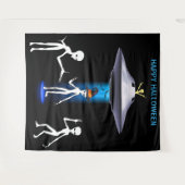 Grappige Alien 🎅🛸 UFO Halloween Party Wandkleed (Voorkant (horizontaal))