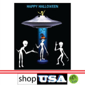 Grappige Alien 🎅🛸 UFO Halloween Party Wandkleed