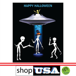 Grappige Alien 🎅🛸 UFO Halloween Party Wandkleed