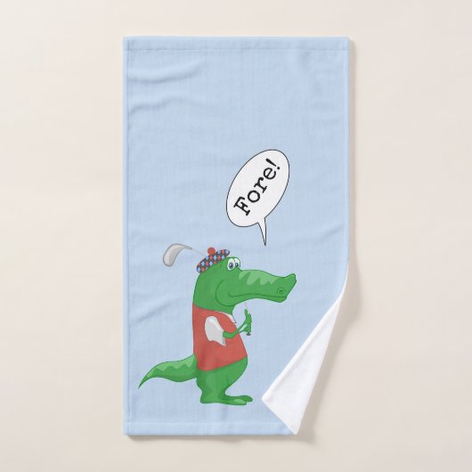 Grappige Alligator Golfer Blauwe Handdoek (Handdoek)