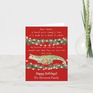 Grappige Alligator Kerstman Koekjes Feestelijke Ke Feestdagen Kaart