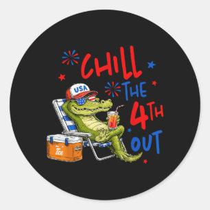 Grappige Alligator Koel De Vierde Uit Patriottisch Ronde Sticker