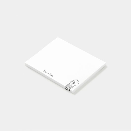 Grappige Alpaca Lama Illustratie Aangepaste Naam P Post-it® Notes (Schuin)