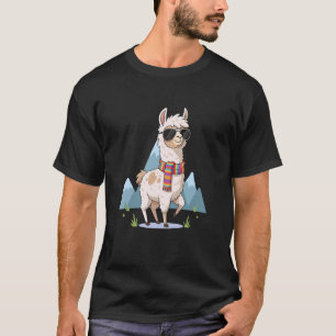 Grappige Alpaca Lama met Zonnebril en Sjaal T-shirt