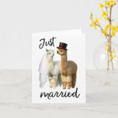 Grappige Alpaca Shirt bruid en bruidegom bruiloft Kaart (Gele Bloem)