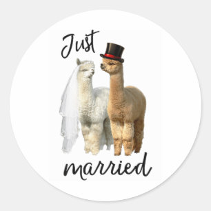 Grappige Alpaca Shirt bruid en bruidegom bruiloft Ronde Sticker