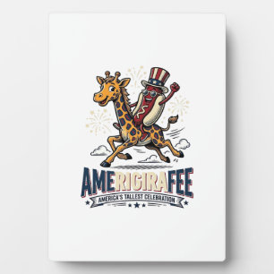 Grappige Amerigiraffee Patriottische Giraffe Hot D Fotoplaat