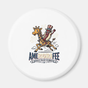 Grappige Amerigiraffee Patriottische Giraffe Hot D Magneet