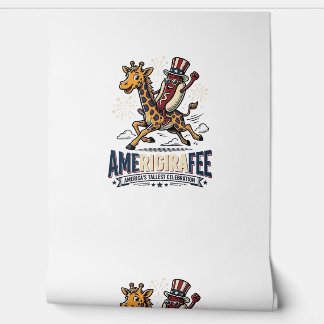 Grappige Amerigiraffee Patriottische Giraffe Hotdo Behang